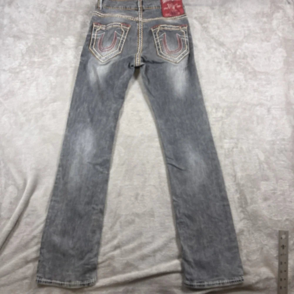 True religion Jackson gray Straight Jeans Orange Red White Stitching Made USA 30